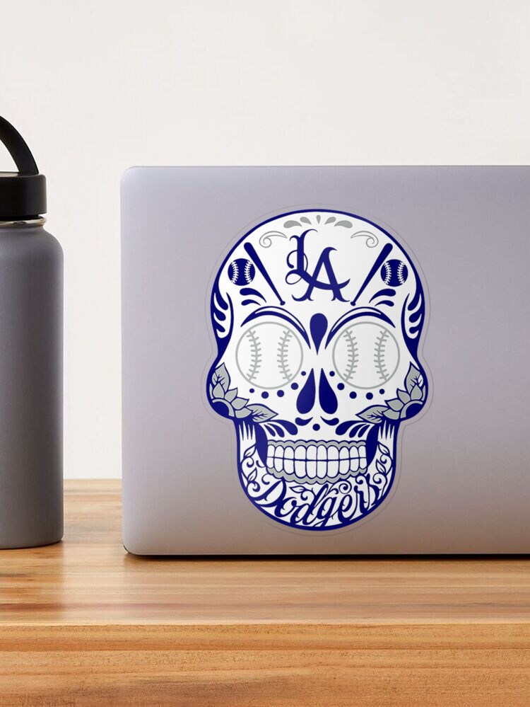 Dodgers Handlebar Mustache Skull Head Vinyl Sticker Vinyl 