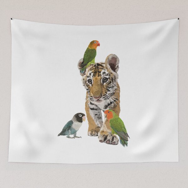 Item preview, Bengal tiger and parrots designed and sold by obscurite.