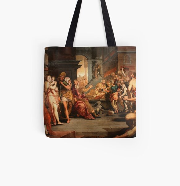 Painting Prints on Awesome Products,  Painting: les ouvriers de la renaissance. Workers In The Vineyard, Oil On Panel, Circle Of Frans Floris, 16th All Over Print Tote Bag