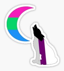 Poly Demisexual Wolf & Moon Sticker