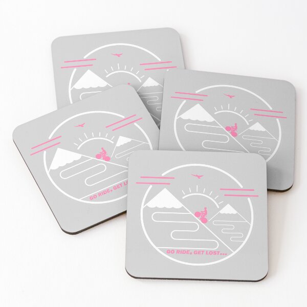 Item preview, Cyclist Climbing Mountains Pink Grey White Art designed and sold by RabeDesigns.