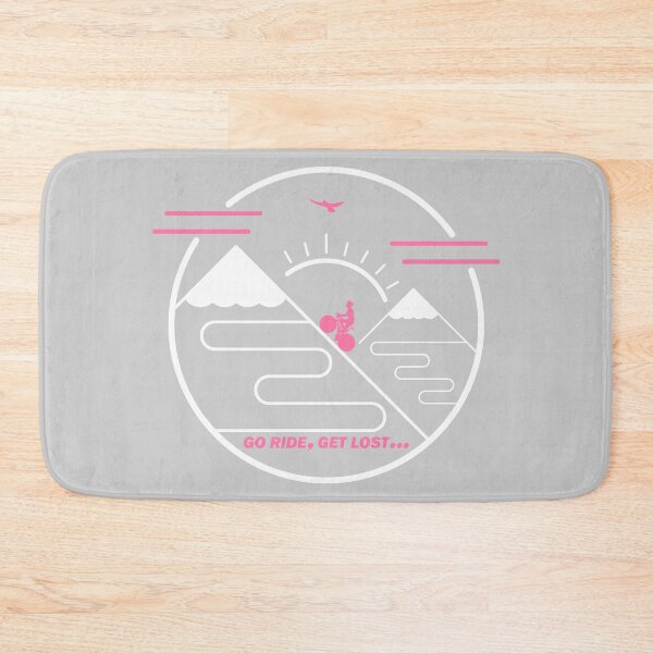Item preview, Cyclist Climbing Mountains Pink Grey White Art designed and sold by RabeDesigns.