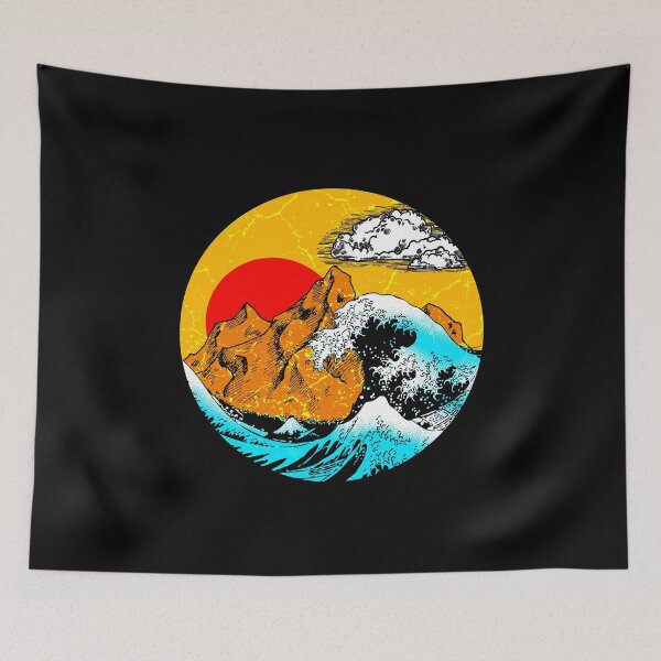 Item preview, Sun rising behind mountains over Japanese sea with waves designed and sold by Mila1946.