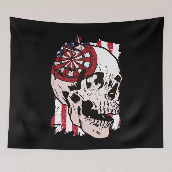 Artikelvorschau, Darts Schädel USA Flagge 180 Grunge entworfen und verkauft von OmmeDesigns.