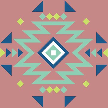 Magenta, blue, teal, aqua, yellow, orange Aztec tribal pattern