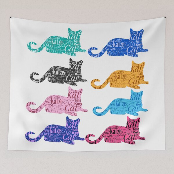 Item preview, Cats stickers collection bundle colorful word cat in different languages designed and sold by Toffy2222.