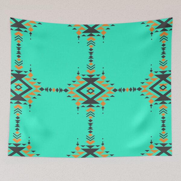 Item preview, Preppy Teal Orange and Gray Aztec Southwestern Pattern designed and sold by IamTrending.