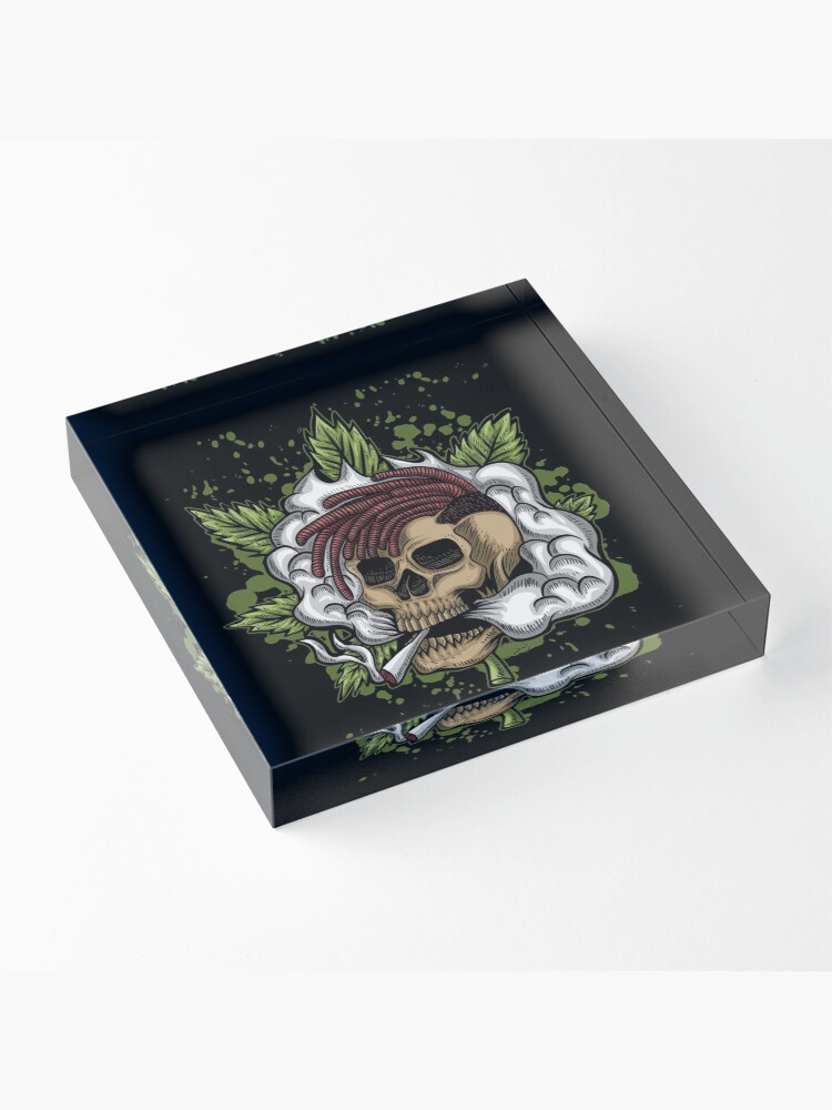Alternate view of SKULL SMOKE WEED Acrylic Block