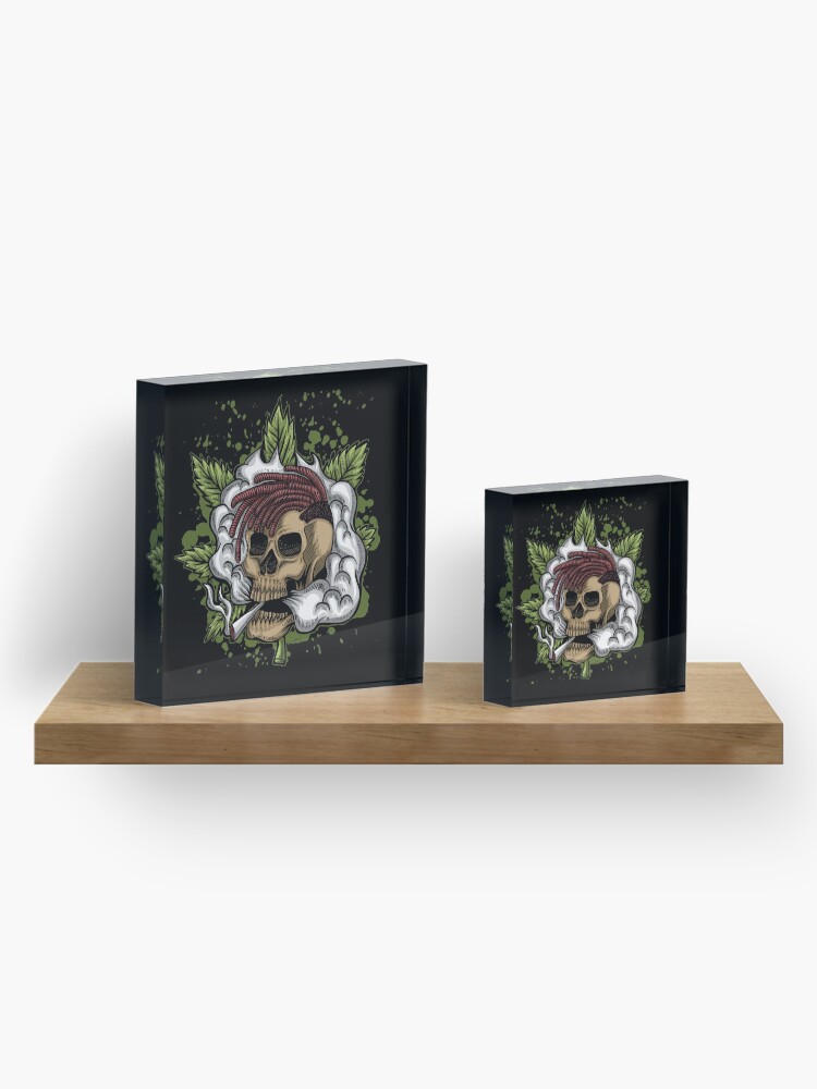 Alternate view of SKULL SMOKE WEED Acrylic Block