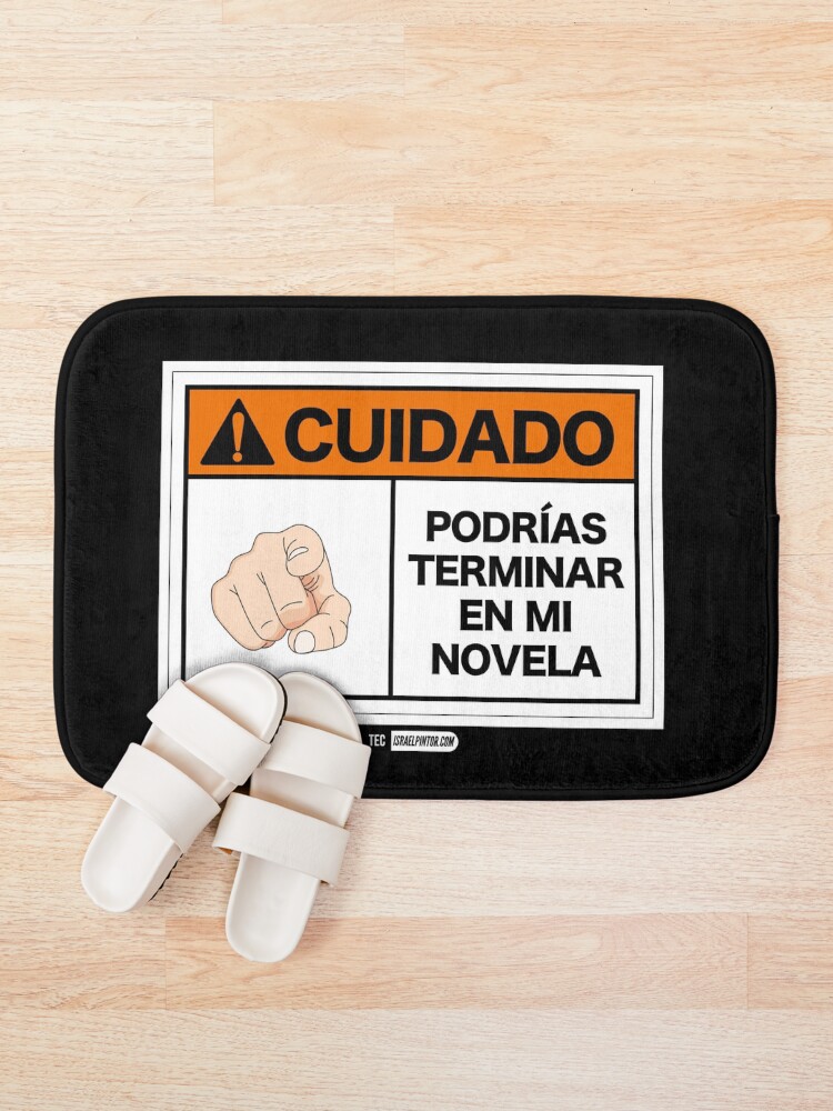 Vista alternativa de Alfombra de baño ¡Cuidado! Podrías terminar en mi novela