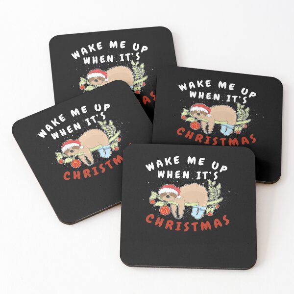 Item preview, Wake Me Up When Its Christmas Cute Kawaii Sloth with Christmas Hat designed and sold by Sioox.