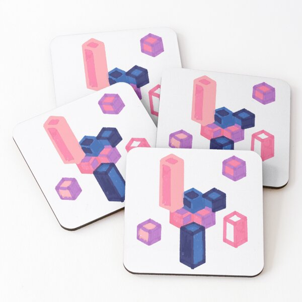Item preview, hexagonal cuboids pink blue designed and sold by theinkypensieve.