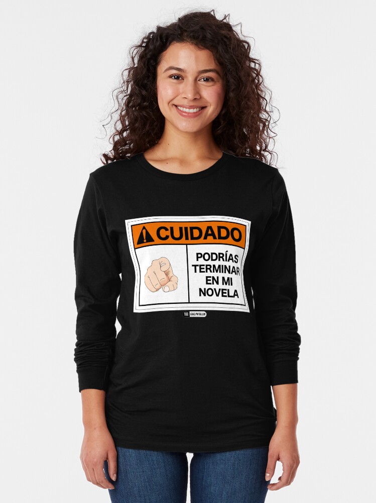 Vista alternativa de Camiseta de manga larga ¡Cuidado! Podrías terminar en mi novela