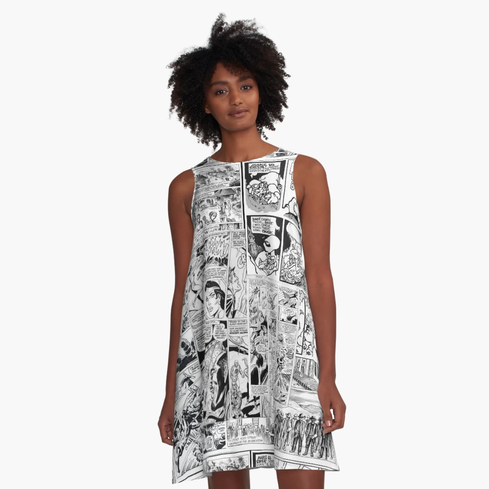 Comic book print white A Line Dress for Sale by Viktordm Redbubble