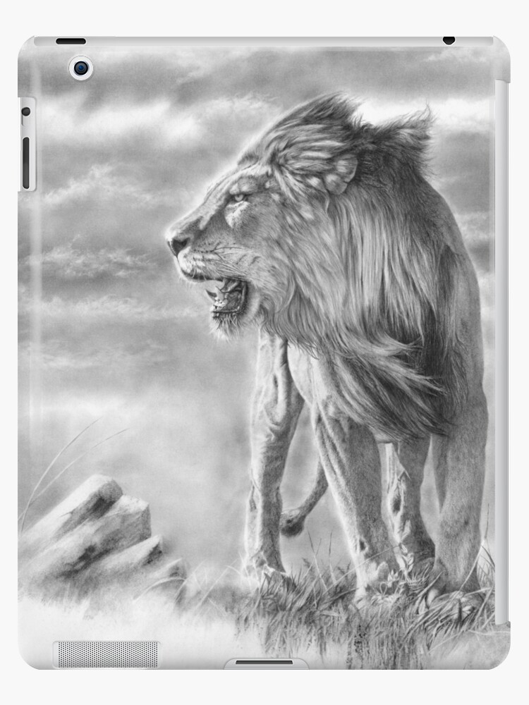 Coque Et Skin Adhesive Ipad New Horizon Dessin Au Crayon De Lion Par Mightyfineart Redbubble