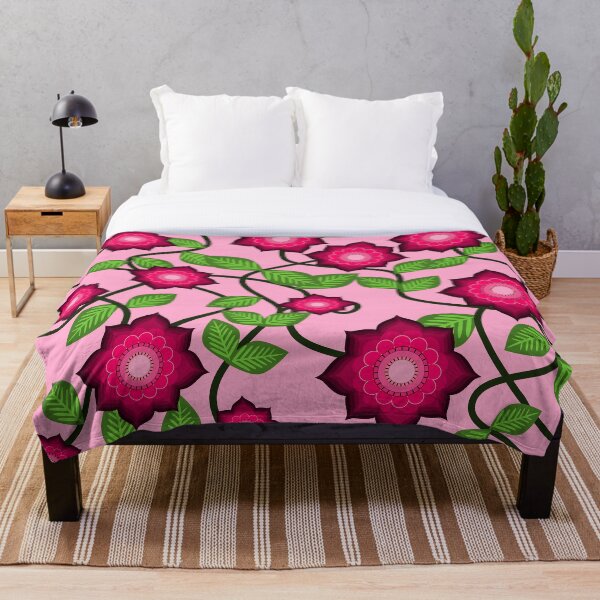 Aperçu de l'œuvre Motif floral sur fond rose créée et vendue par GetThatStuff.