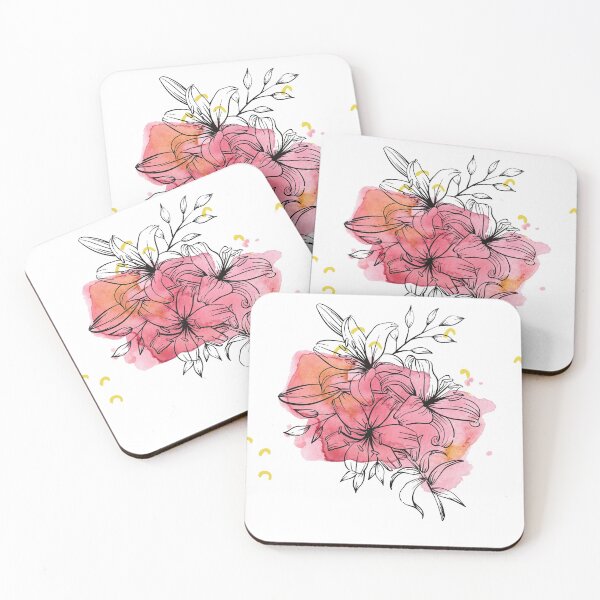 Item preview, Watercolor Pink Yellow Flower Spray designed and sold by BohoMoon.