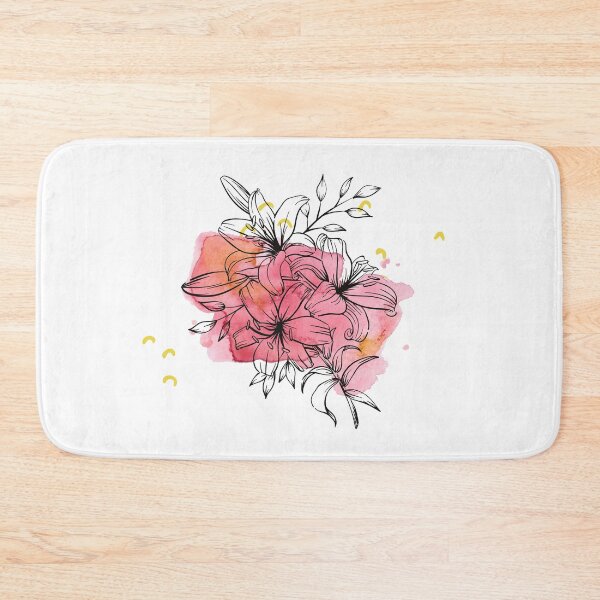 Item preview, Watercolor Pink Yellow Flower Spray designed and sold by BohoMoon.