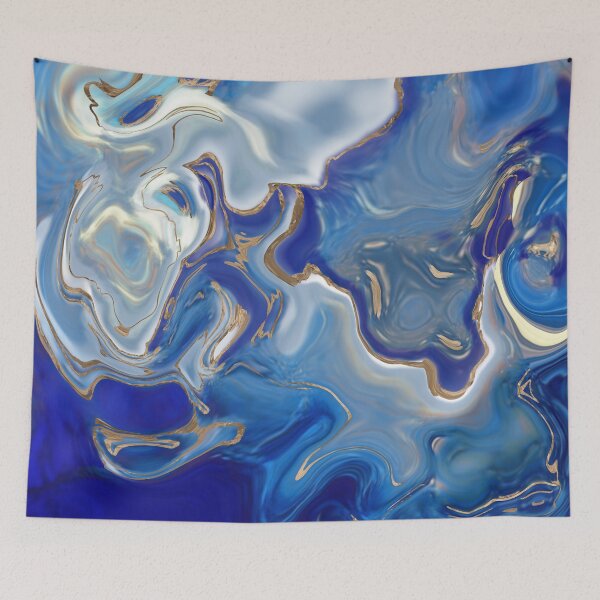 Item preview, Blue agate Liquid Marble  designed and sold by k9printart.