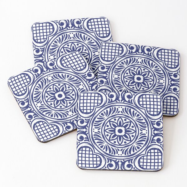 Item preview, Cottagecore Vintage Navy Blue Mediterranean pattern designed and sold by IamTrending.