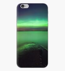 Northern lights glow over lake iPhone Case