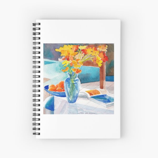 Poppies in a Blue Vase Spiral Notebook