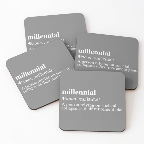 Item preview, Millennial Definition - Societal Collapse Retirement Plan (Grey Background) designed and sold by mind-illusions.