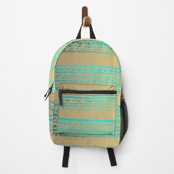 Item preview, Turquoise Aqua Blue Green Tribal Pattern on Gold Background designed and sold by tanjica.