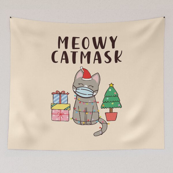 Item preview, Meowy Catmask Cute Christmas 2020 Cat designed and sold by CrystalCrush.