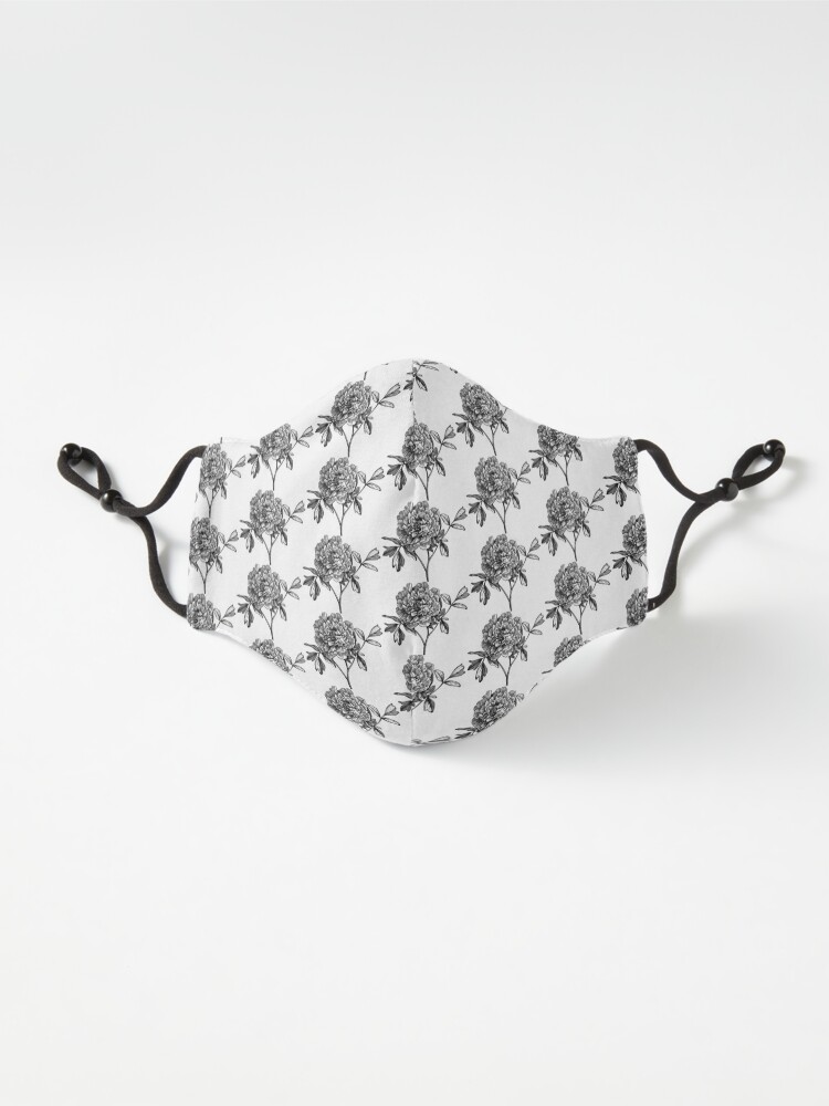 Alternate view of Copy of Peony BlackAndWhite Mask