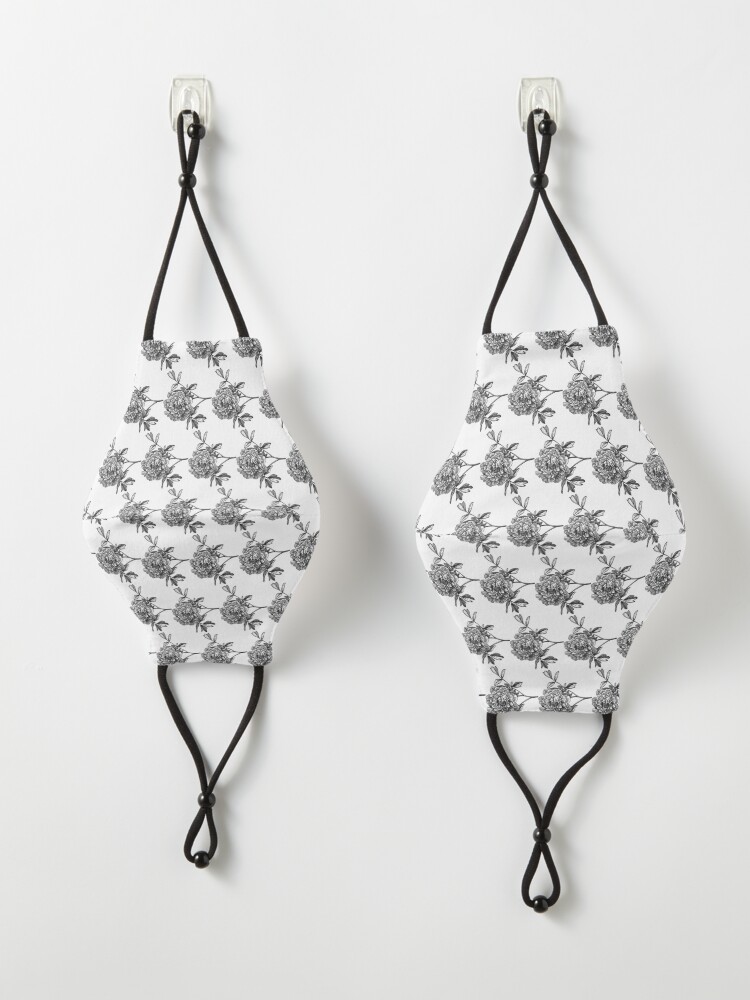Alternate view of Copy of Peony BlackAndWhite Mask