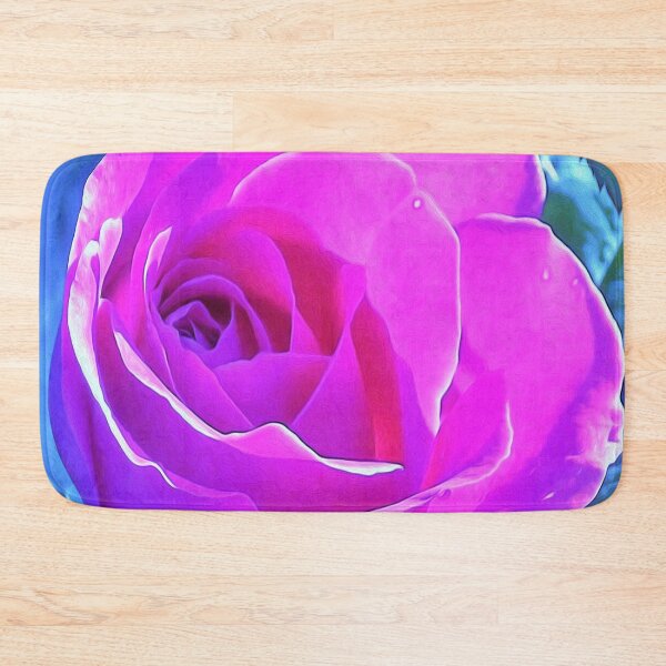 Item preview, Pretty Round Pink and Purple Rose on Blue Painting designed and sold by myrubiogarden.