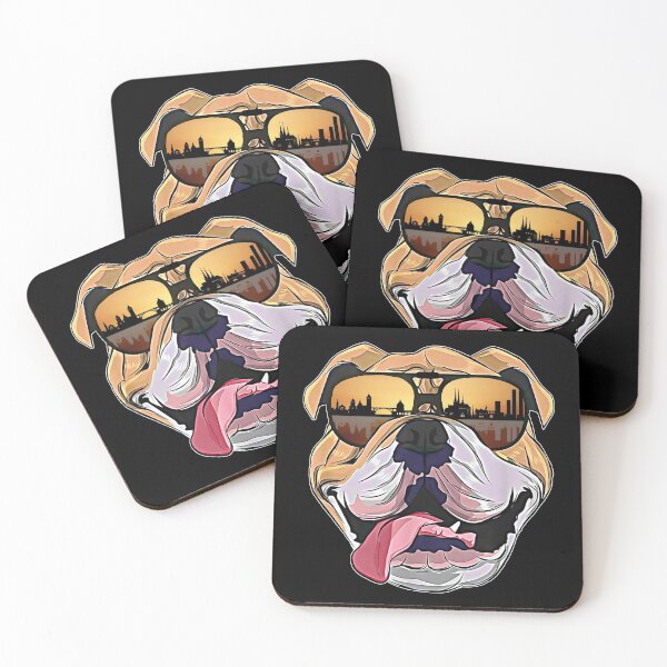 Item preview, English Bulldog With Luxemburg City Silhouette In Sunglasses designed and sold by mikels.