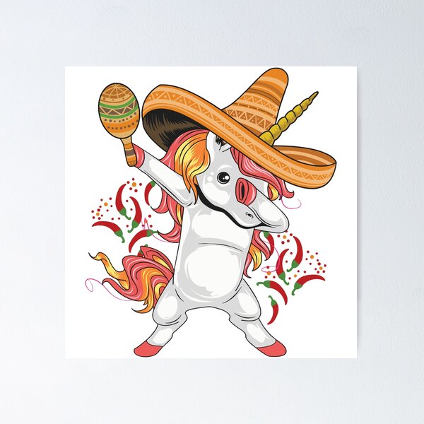 Item preview, Unicorn with mexican hat designed and sold by UrbanAcid.