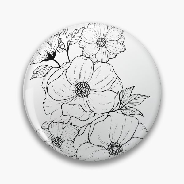 Item preview, Black and white graphic flowers designed and sold by forestmagic.