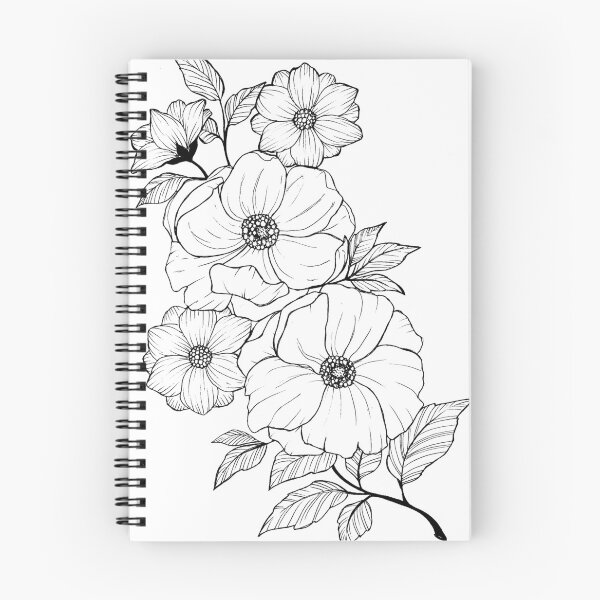 Item preview, Black and white graphic flowers designed and sold by forestmagic.