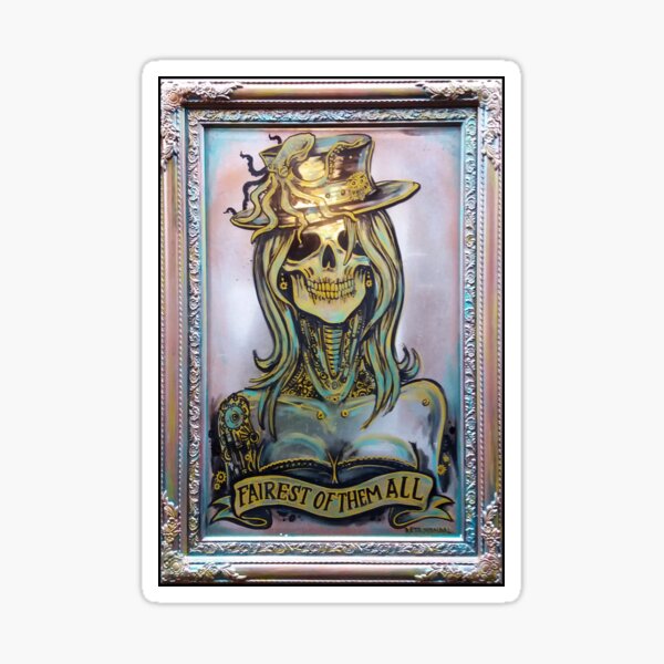 Steampunk Skull Lady Mirror Artwork Sticker