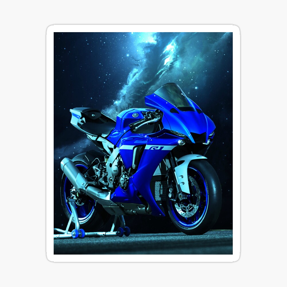 YAMAHA R1 BLUE MOTOR BIKE MOTORBIKE SUPERBIKE ROADBIKE PRINT PREMIUM POSTER