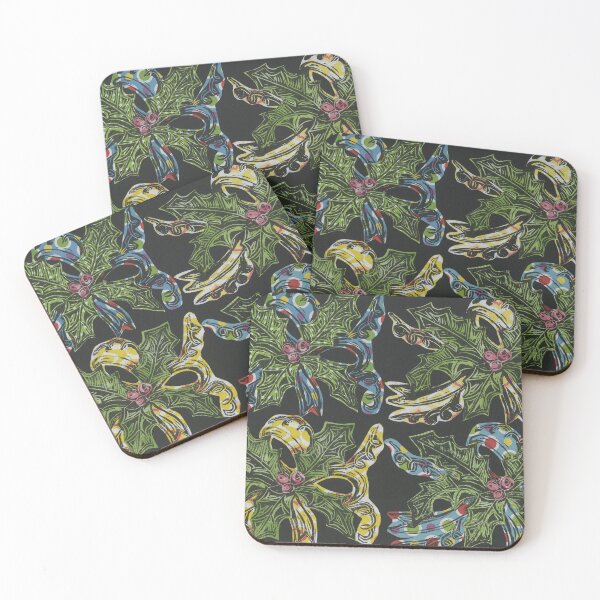 Artikelvorschau, Stechpalme, Beeren und Band Lino Cut Print entworfen und verkauft von LymphomaLass.