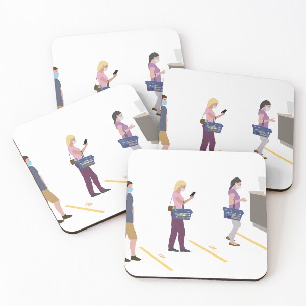 Item preview, Keep a distance of 1,5 meters shopping , people with mask and shopping cart , coronavirus protection designed and sold by MarketVisionAV.
