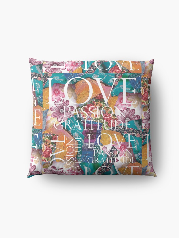 Alternate view of Love, Passion Gratitude Patchwork Floor Pillow