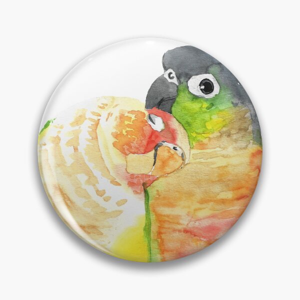 Item preview, Green-cheeked conure lover watercolor designed and sold by L'Atelier Oranjade.