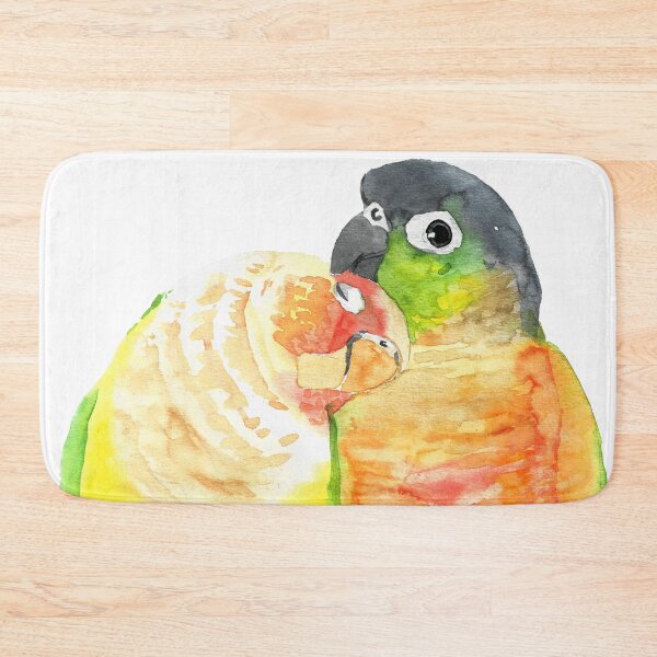 Item preview, Green-cheeked conure lover watercolor designed and sold by L'Atelier Oranjade.