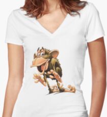 Funny Monkey Women's Fitted V-Neck T-Shirt