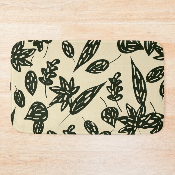 Item preview, Black leaves pattern filled with abstract dashes designed and sold by Elemesca.