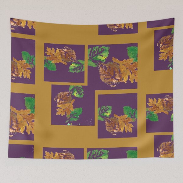 Item preview, Leaf Painting in Acrylic with digital gold brown background designed and sold by djrunnels.