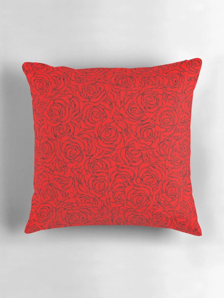 Thumbnail 3 of 4, Pillow, Red Rose Pattern designed and sold by DesignCodeStore.