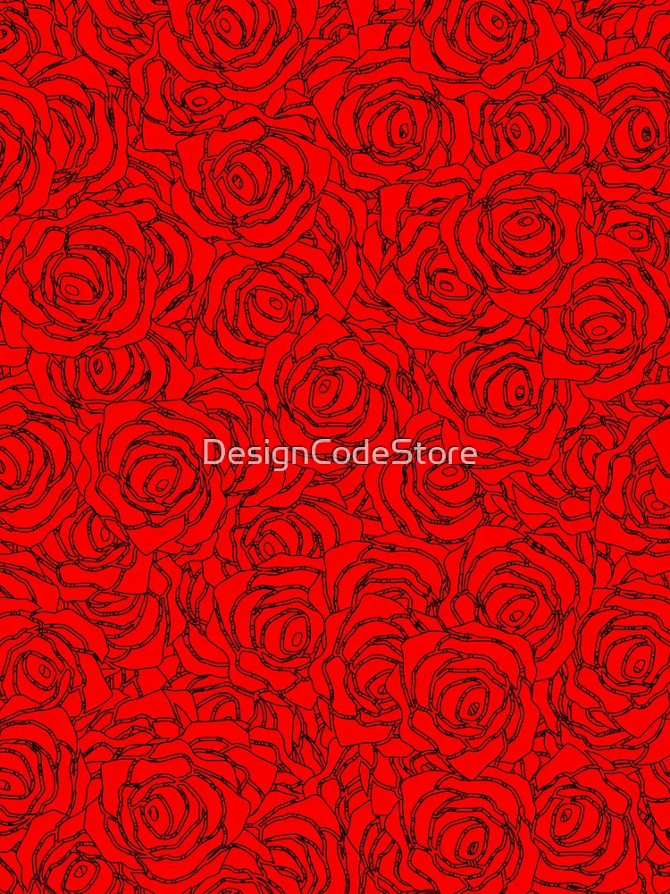 Thumbnail 6 of 6, Premium Oversized Hoodie, Red Rose Pattern designed and sold by DesignCodeStore.