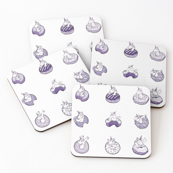 Item preview, Cartoon Kawaii Purple Unicorns And Donuts (buy medium or large for stickers) designed and sold by StormyMuse.