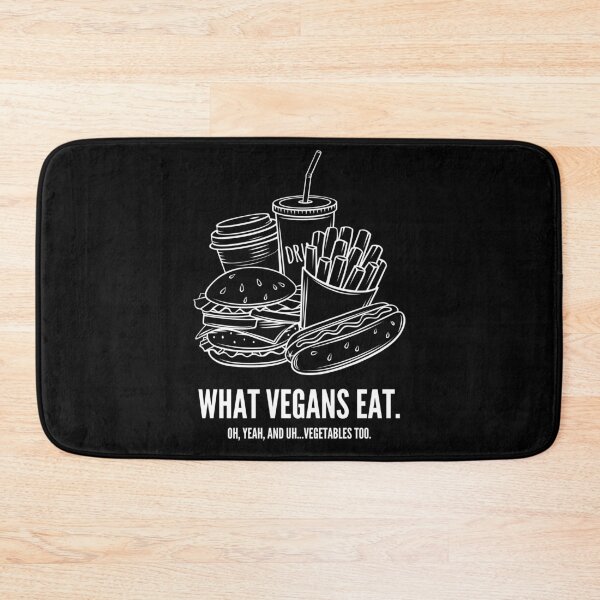 Item preview, WHAT VEGANS EAT Funny Vegan Junk Food Quote designed and sold by a-little-ink.